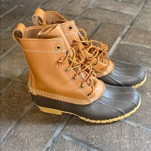 LL Bean Brown and Tan Duck Boots Women's size 8